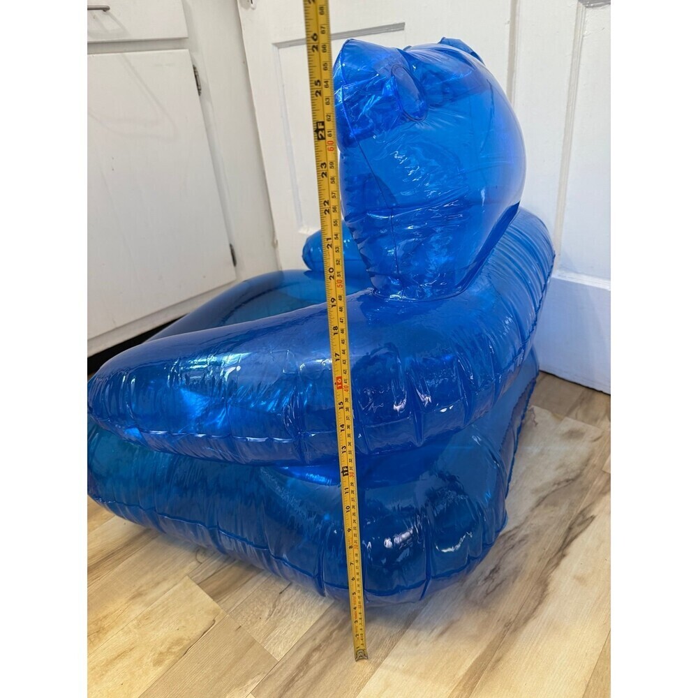 Kids blue blow up Teddy Bear chair - Picture 5 of 10